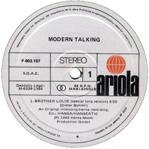 Modern Talking : Brother Louie (12", Maxi)