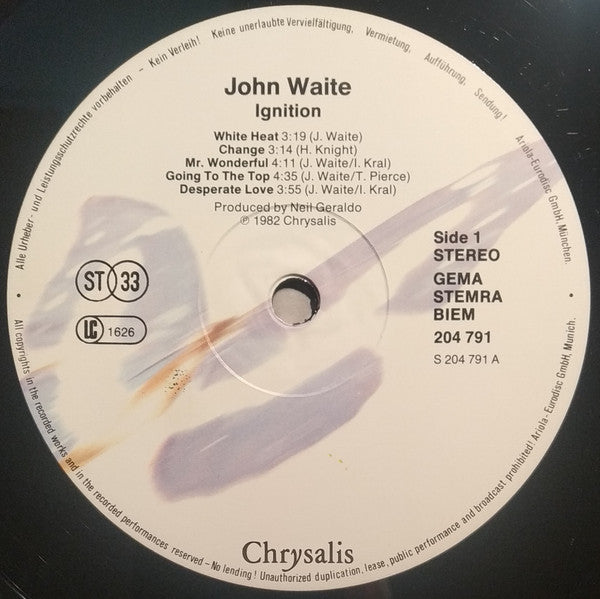 John Waite : Ignition (LP, Album, RE)