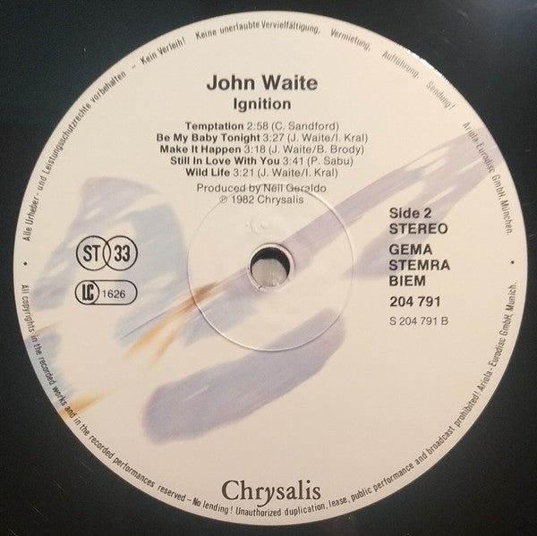 John Waite : Ignition (LP, Album, RE)