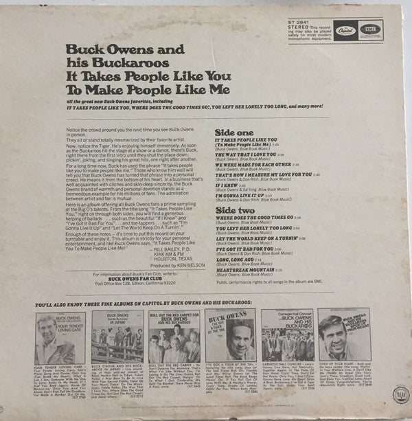 Buck Owens And The Buckaroos* : It Takes People Like You To Make People Like Me (LP, Album)