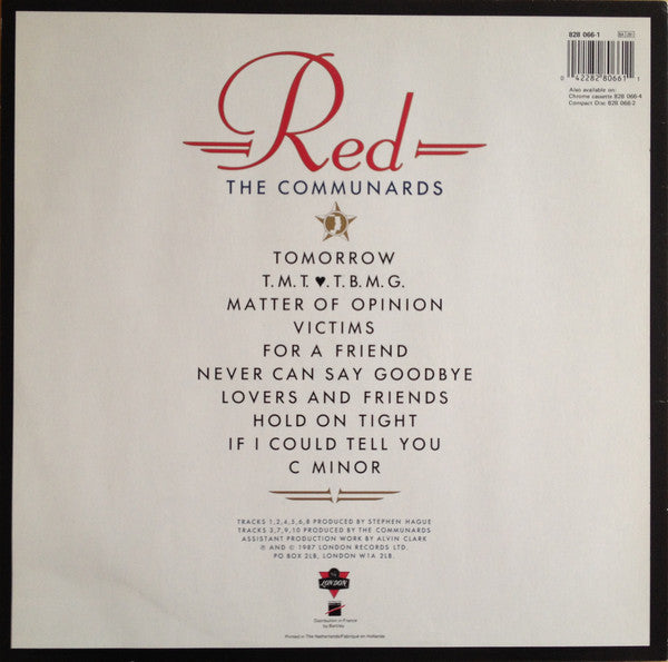 The Communards : Red (LP, Album, Emb)