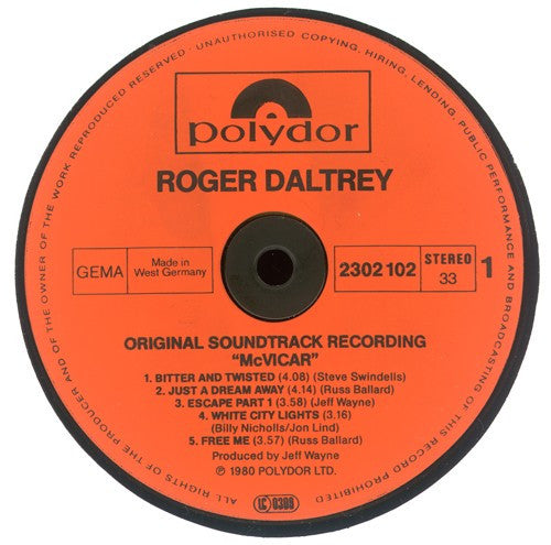 Roger Daltrey : McVicar (Original Soundtrack Recording) (LP, Album)