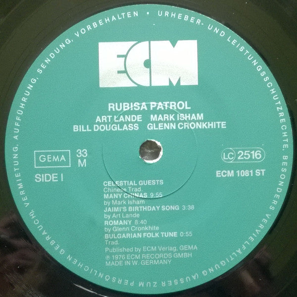 Art Lande, Rubisa Patrol, Mark Isham, Bill Douglass, Glenn Cronkhite : Rubisa Patrol (LP, Album)