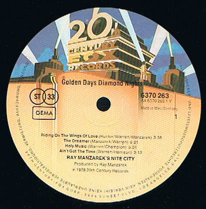 Ray Manzarek's Nite City* : Golden Days Diamond Nights (LP, Album)