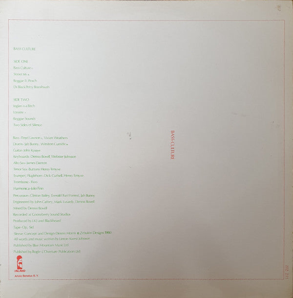 Linton Kwesi Johnson : Bass Culture (LP, Album)