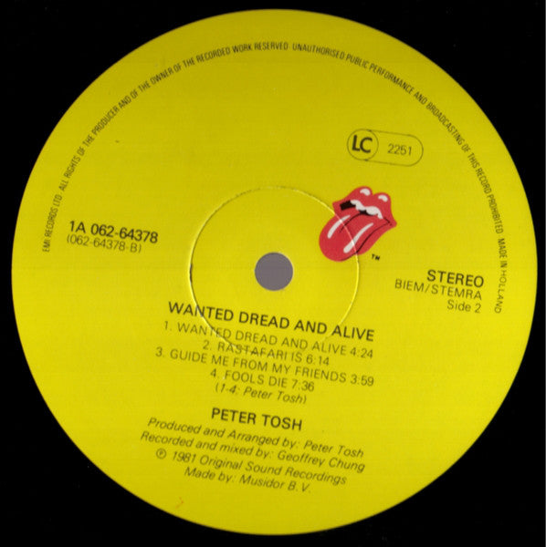 Peter Tosh : Wanted Dread & Alive (LP,Album)