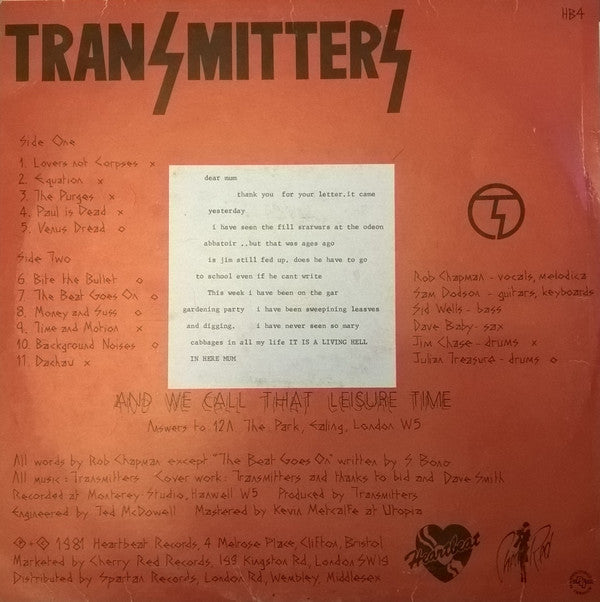 Transmitters* : And We Call That Leisure Time (LP, Album)