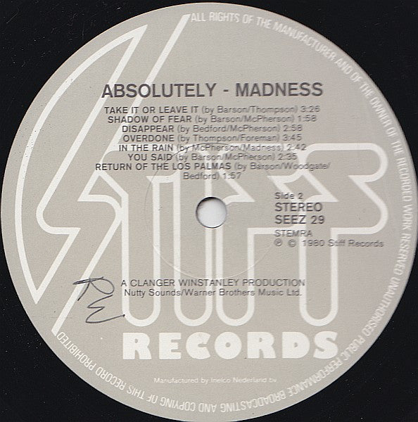 Madness : Absolutely (LP, Album)