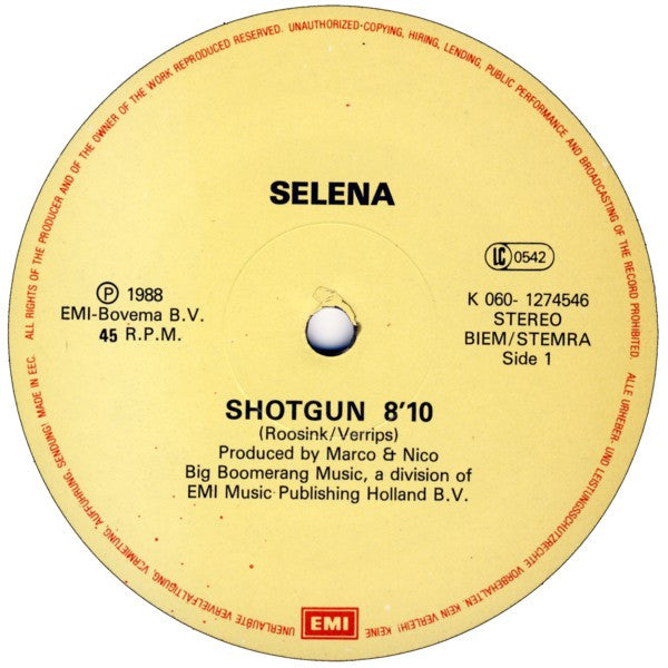 Selena - Shotgun (12", Single) - De Platen Aap – Vinylwinkel in Brielle & online webshop voor muziekliefhebbers