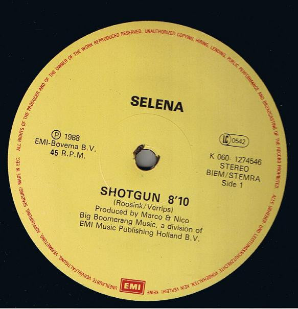 Selena - Shotgun (12", Single) - De Platen Aap – Vinylwinkel in Brielle & online webshop voor muziekliefhebbers