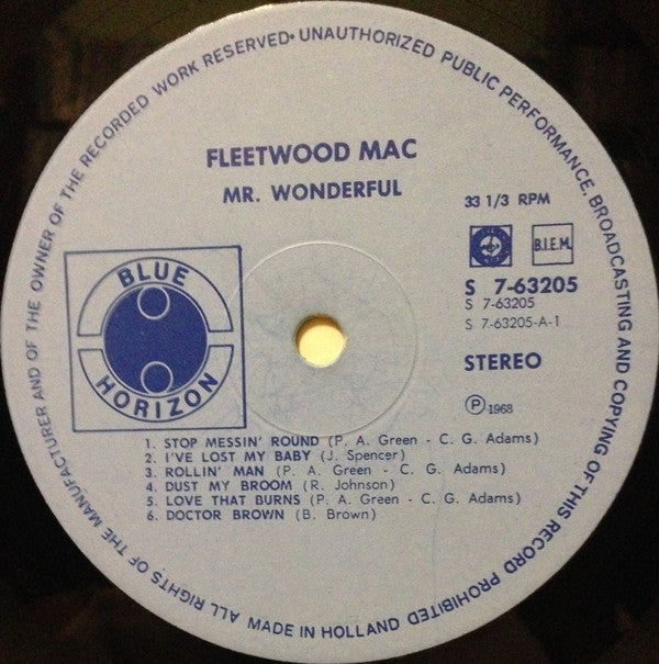Fleetwood Mac - Mr. Wonderful (LP, Album) - De Platen Aap – Vinylwinkel in Brielle & online webshop voor muziekliefhebbers