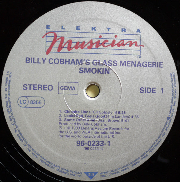 Billy Cobham's Glass Menagerie, Billy Cobham · Dean Brown · Gil Goldstein · Tim Landers : Smokin' (LP, Album)