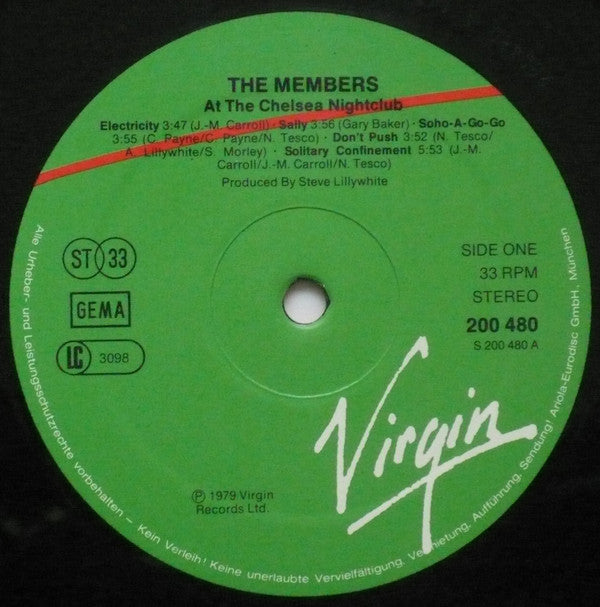 The Members : At The Chelsea Nightclub (LP, Album)