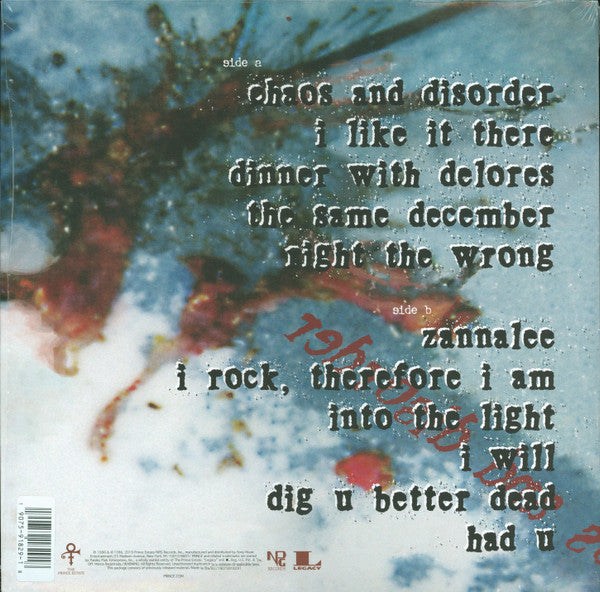 The Artist (Formerly Known As Prince) - Chaos And Disorder (LP, Album, Ltd, RE, Pur) - De Platen Aap – Vinylwinkel in Brielle & online webshop voor muziekliefhebbers