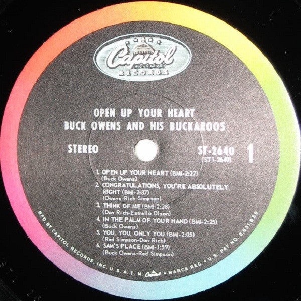 Buck Owens And His Buckaroos : Open Up Your Heart (LP, Album, Scr)