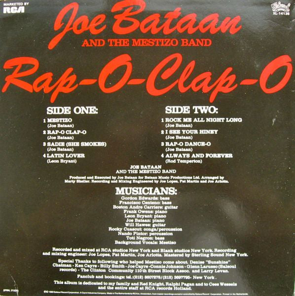 Joe Bataan And The Mestizo Band : Rap-O Clap-O (LP, Album, P/Mixed)