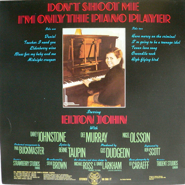 Elton John : Don't Shoot Me I'm Only The Piano Player (LP, Album, Gat)