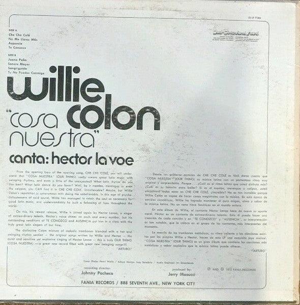 Willie Colon* Canta: Hector Lavoe : Cosa Nuestra (LP, Album, RP, Pal)