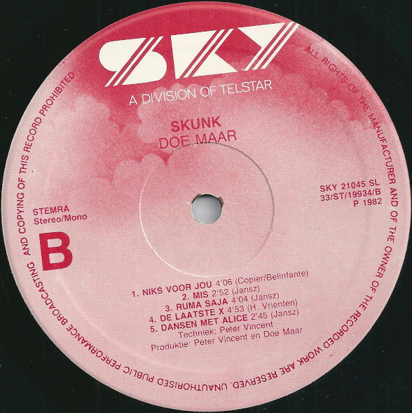 Doe Maar : Skunk (LP, Album, RE)
