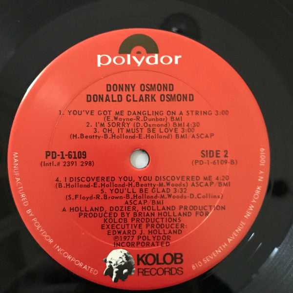 Donny Osmond : Donald Clark Osmond (LP, Album, San)
