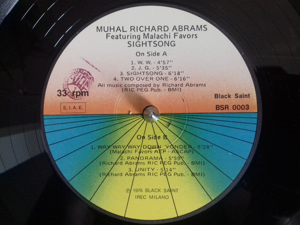 Muhal Richard Abrams Featuring Malachi Favors : Sightsong (LP, Album, RE, IRE)