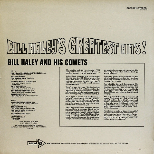 Bill Haley And His Comets : Bill Haley's Greatest Hits! (LP, Comp)