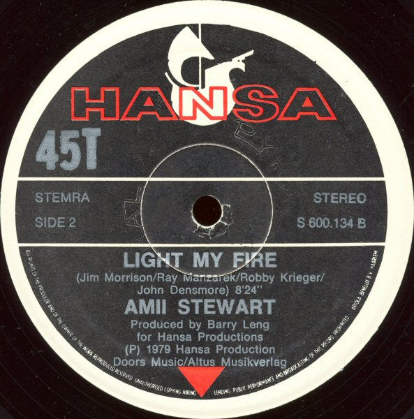 Amii Stewart : Knock On Wood / Light My Fire (12")