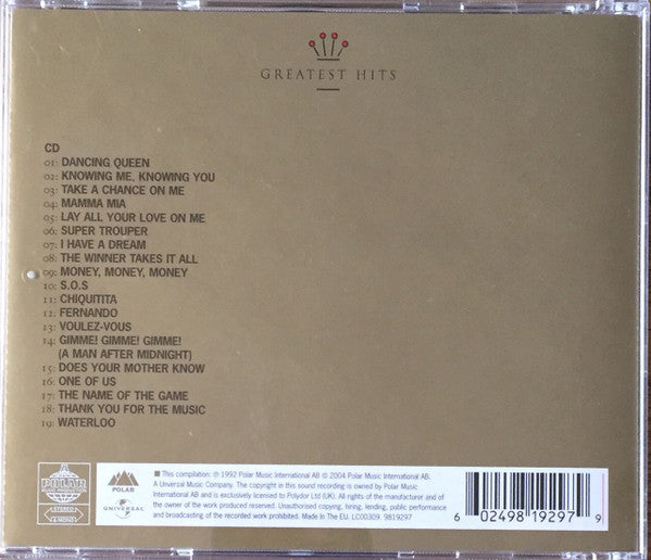 ABBA : Gold (Greatest Hits) (CD, Comp, RE, RM, RP, 30t)