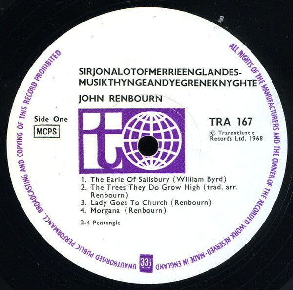 John Renbourn : Sir John Alot Of Merrie Englandes Musyk Thyng & Ye Grene Knyghte (LP, Album)