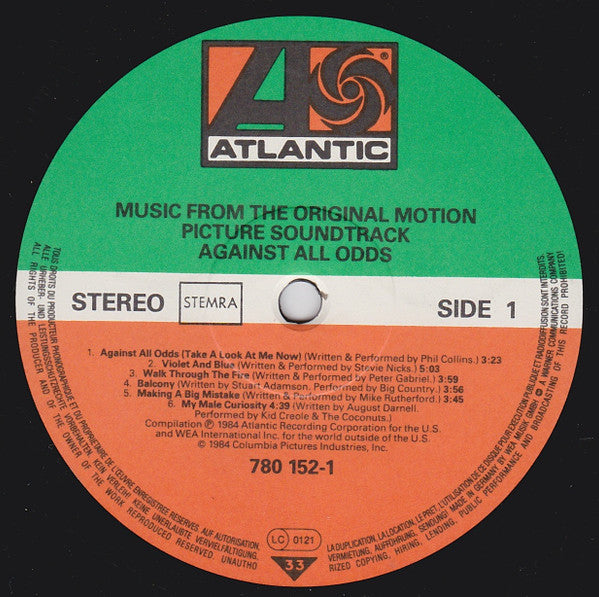 Various : Against All Odds (Music From The Original Motion Picture)  (LP, Comp)