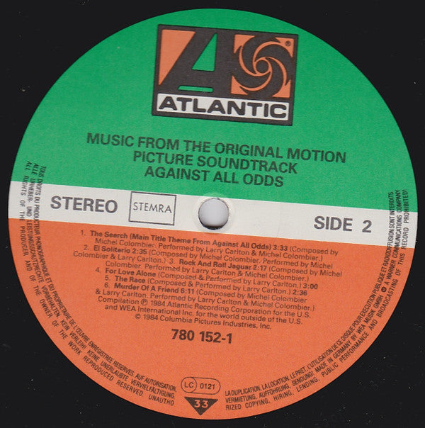 Various : Against All Odds (Music From The Original Motion Picture)  (LP, Comp)