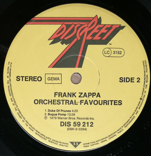Frank Zappa : Orchestral Favorites (LP, Album)