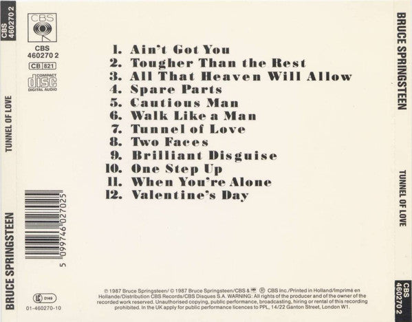 Bruce Springsteen : Tunnel Of Love (Album)