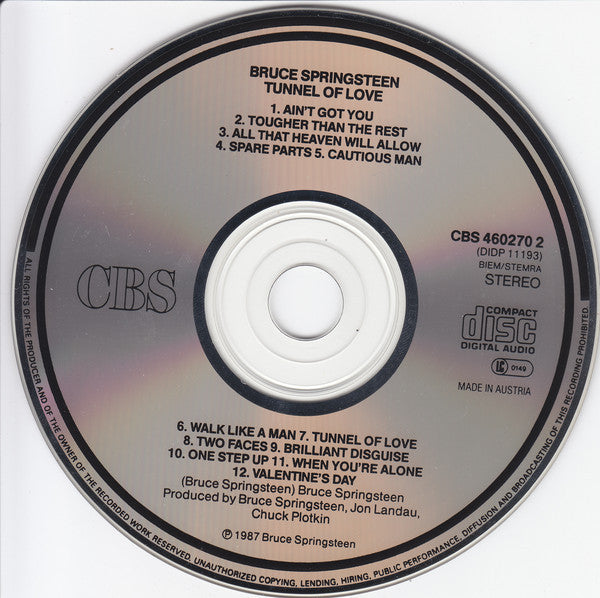 Bruce Springsteen : Tunnel Of Love (Album)