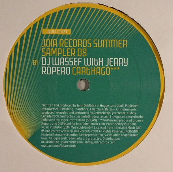 Various : Joia Records Summer Sampler 08 (12")