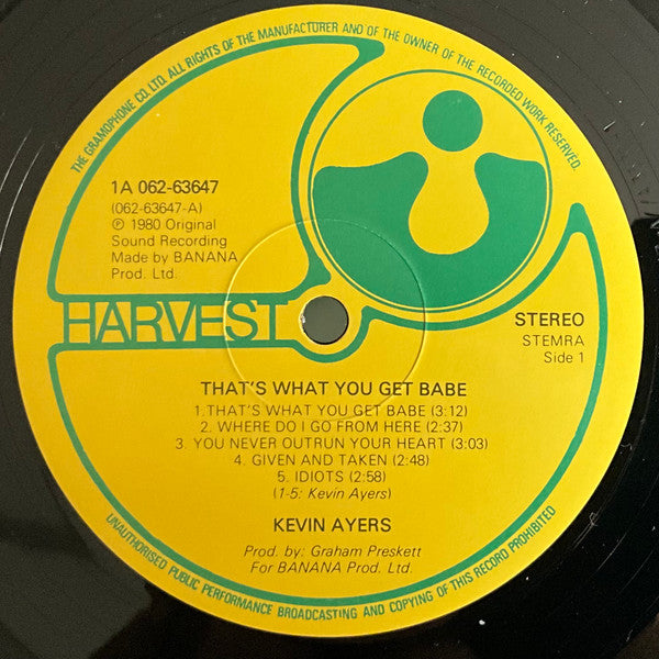 Kevin Ayers : That's What You Get Babe (LP)