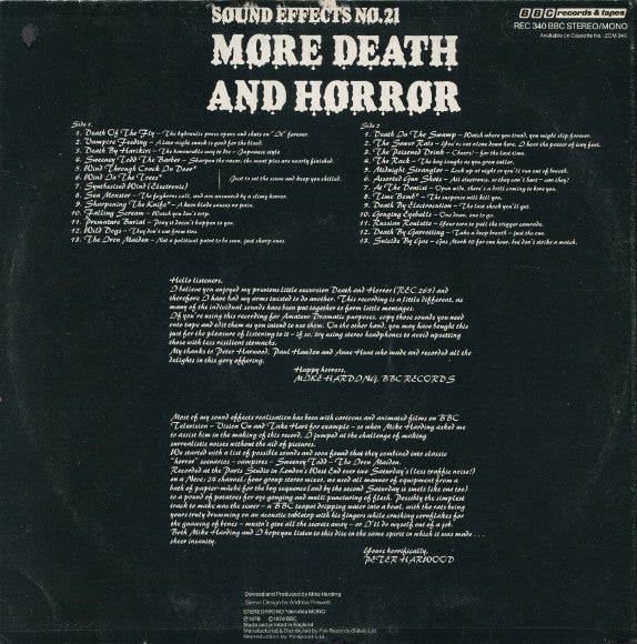 Mike Harding (3), Peter Harwood : More Death & Horror - Sound Effects No. 21 (LP, Album)