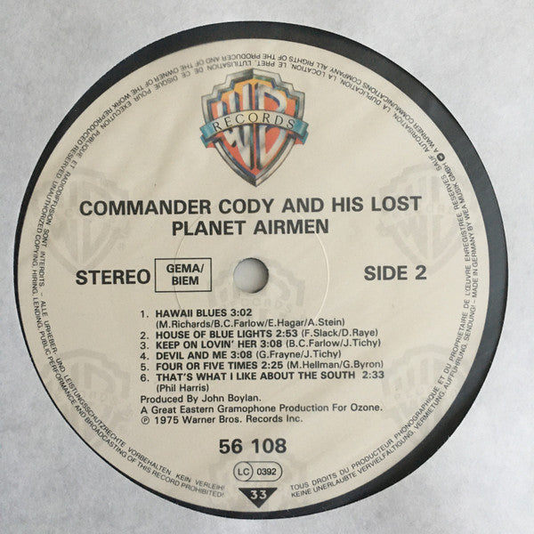 Commander Cody And His Lost Planet Airmen : Commander Cody And His Lost Planet Airmen (LP, Album, RE)