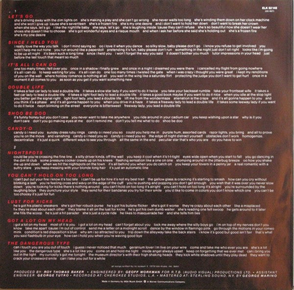 The Cars : Candy-O (LP, Album, RP)