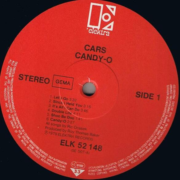 The Cars : Candy-O (LP, Album, RP)