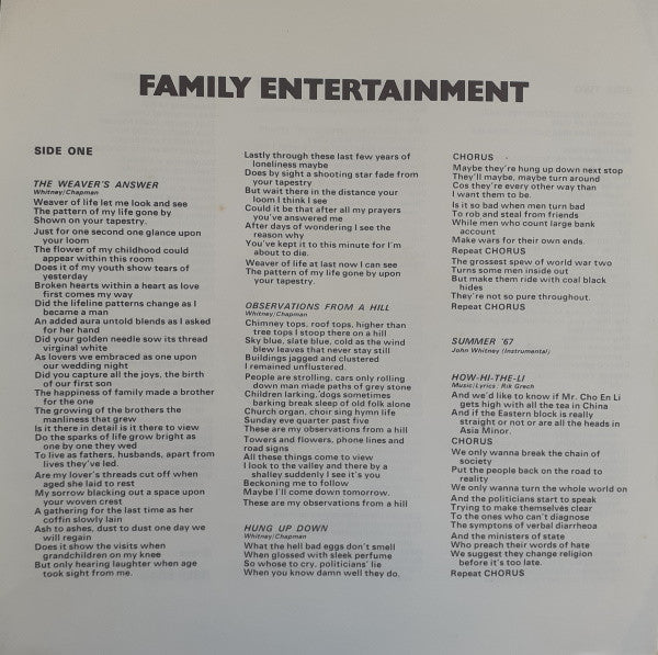 Family (6) : Family Entertainment (LP, Album, RE)