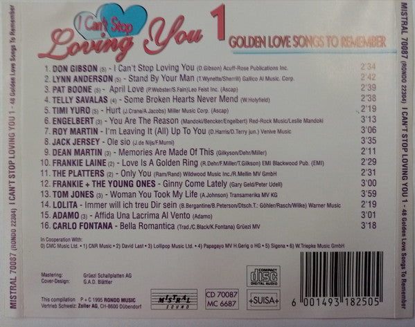 Various - I Can't Stop Loving You 1 (Golden Love Songs To Remember) (CD, Comp) - De Platen Aap – Vinylwinkel in Brielle & online webshop voor muziekliefhebbers