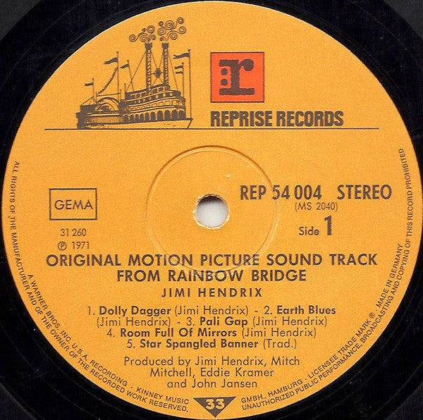 Jimi Hendrix : Rainbow Bridge - Original Motion Picture Sound Track (LP, Album, Gat)