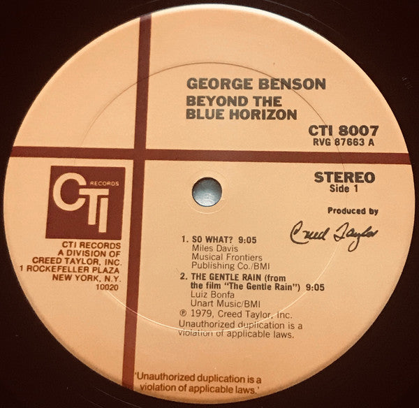 George Benson : Beyond The Blue Horizon (LP, Album, RE)