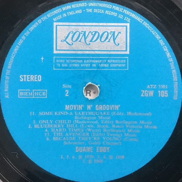 Duane Eddy : Movin' 'N' Groovin' (LP, Comp)