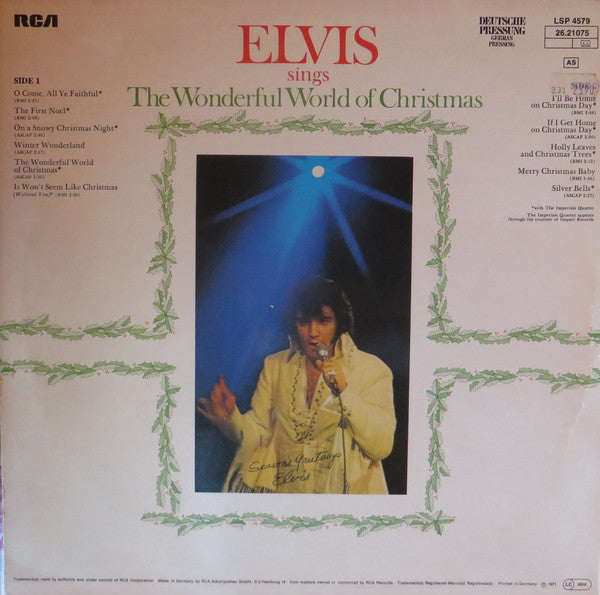 Elvis Presley : Elvis Sings The Wonderful World Of Christmas (LP, Album, RP)