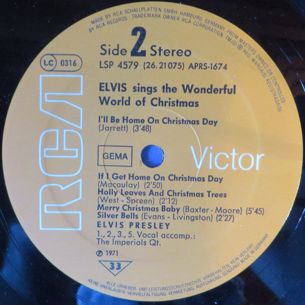 Elvis Presley : Elvis Sings The Wonderful World Of Christmas (LP, Album, RP)