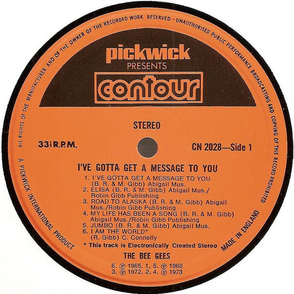 The Bee Gees* : I've Gotta Get A Message To You (LP, Album, Comp, RE)
