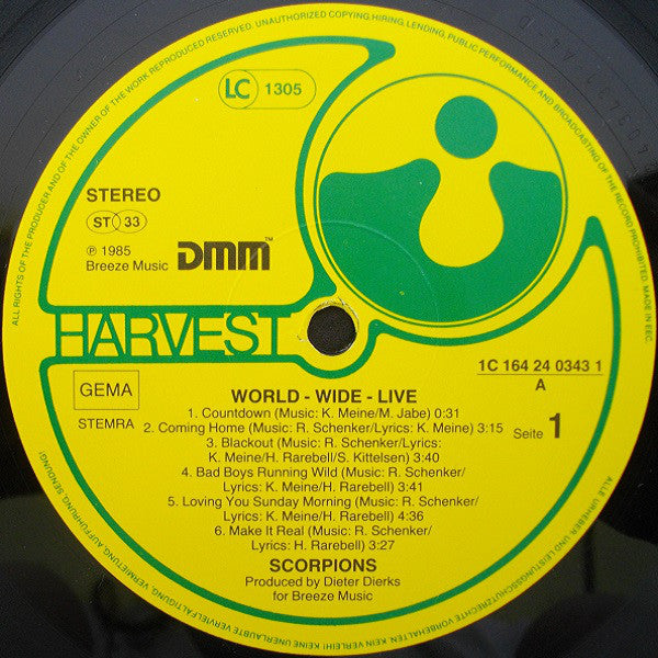Scorpions : World Wide Live (LP,Album,Stereo)