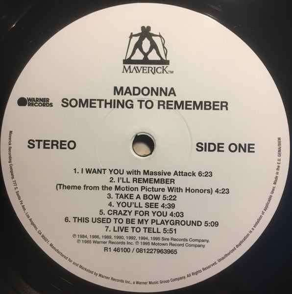 Madonna : Something To Remember (LP,Album,Compilation,Reissue)